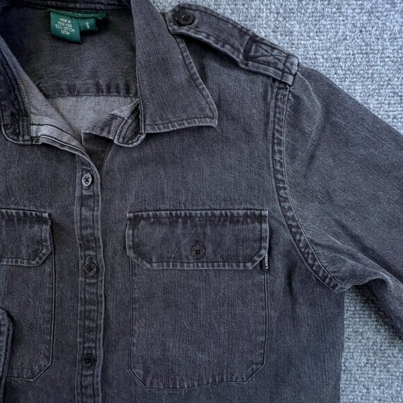 Lauren Ralph Lauren Button Up Shirt Dark Gray Small Cotton Long Sleeve Buttons - Picture 4 of 11